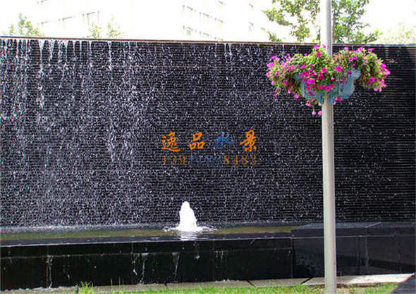 庭院水幕墙黑色石材流水