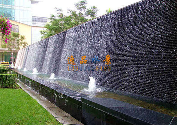 室外水幕墙黑色石材