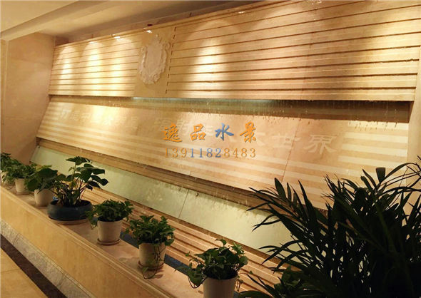大堂流水背景墙米黄石材