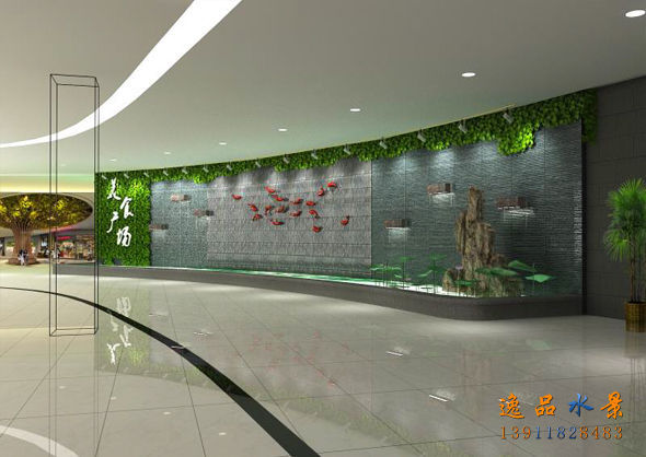 美食广场水景墙设计效果图（商场）