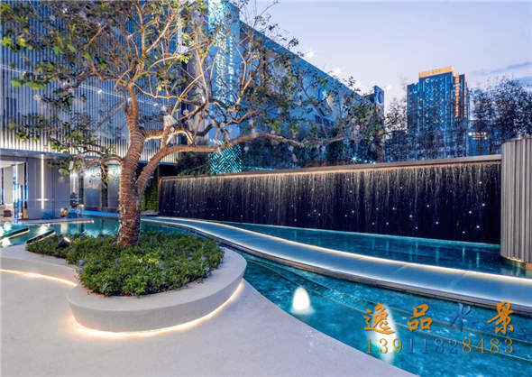 商业办公区流水墙景观